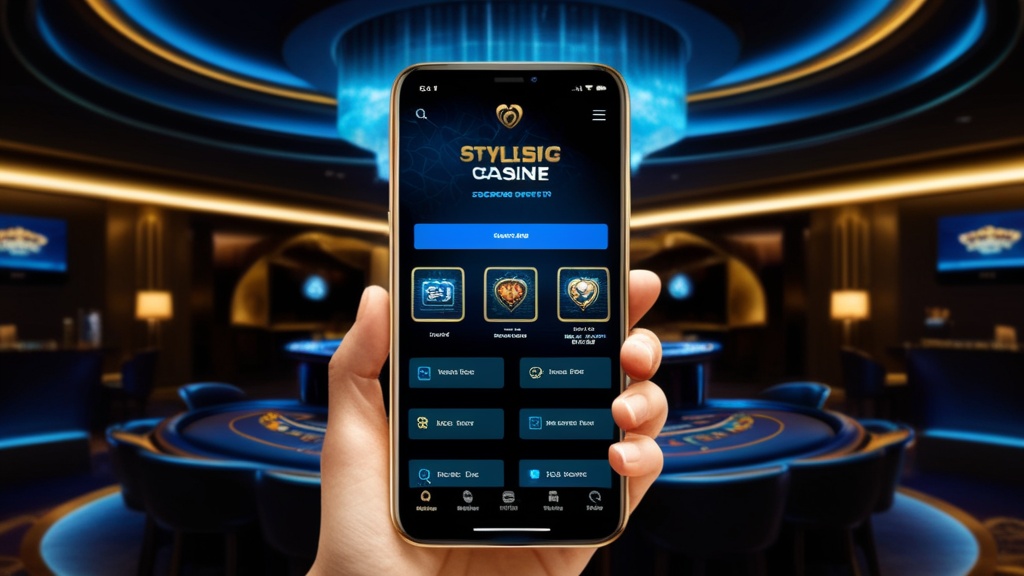 Mobiele casino-app op telefoon met lobby, zoekfunctie en duidelijke knoppen