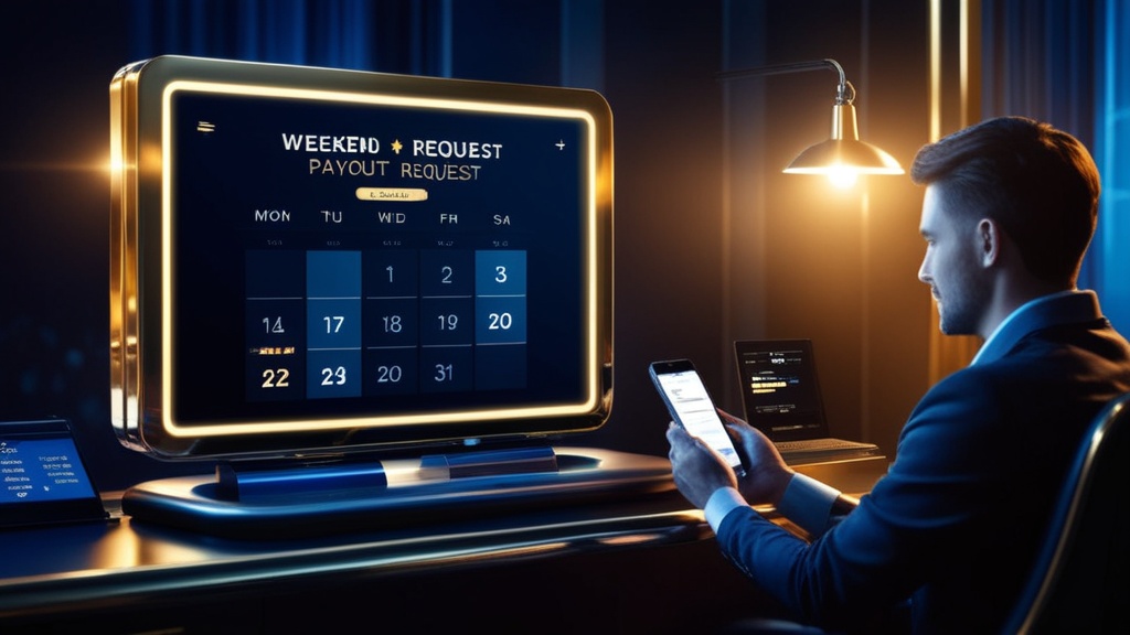 Speler controleert een uitbetaling tijdens het weekend in een donker casino
